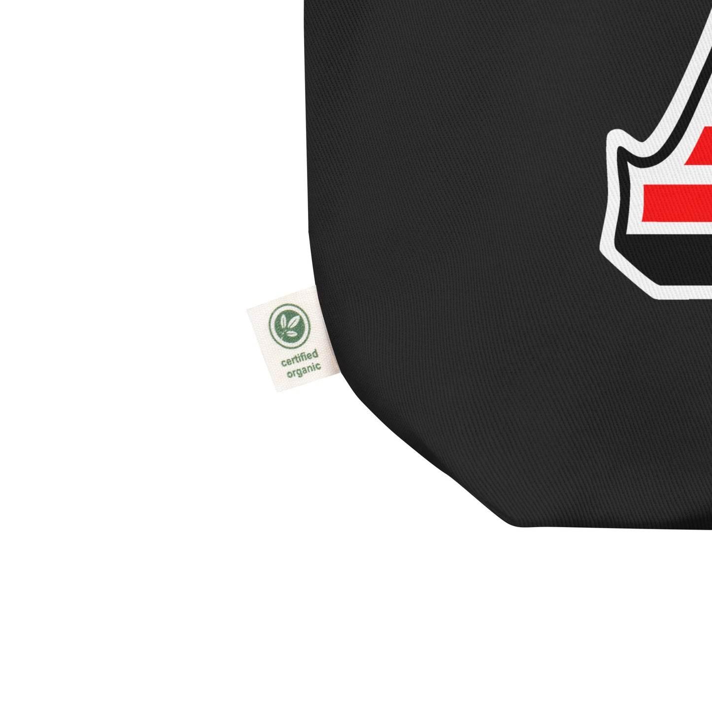 A - Initial Eco Black Tote Bag American Flag with Cat Sabaunty