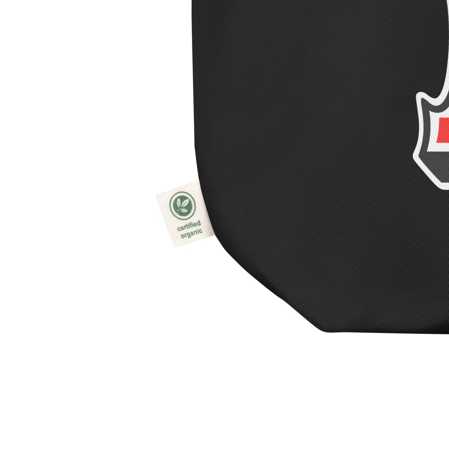 F - Initial Eco Black Tote Bag American Flag with Cat Sabaunty