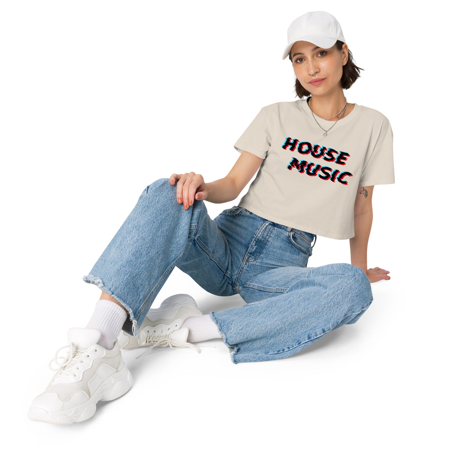 House Music Glitch Crop Top