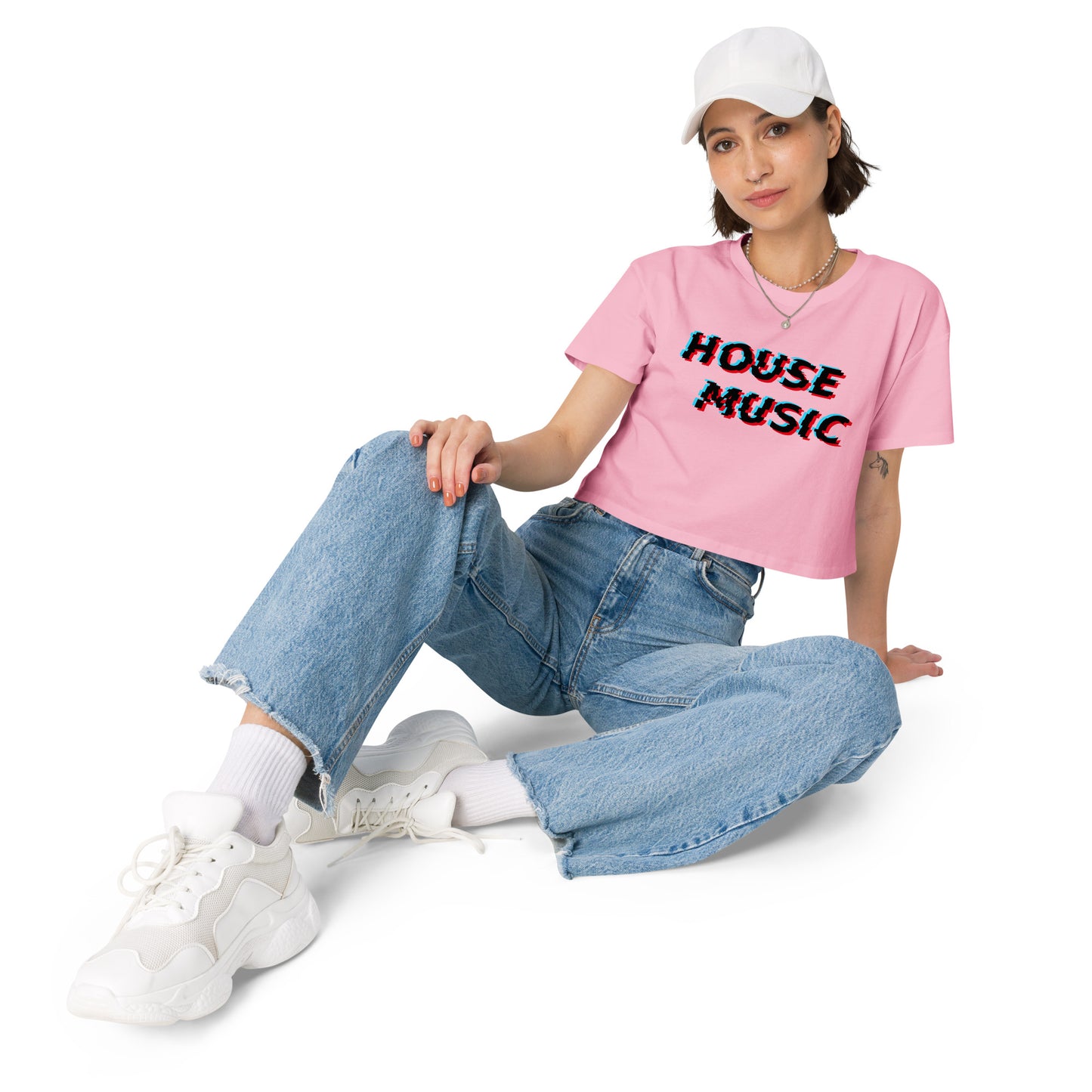 House Music Glitch Crop Top