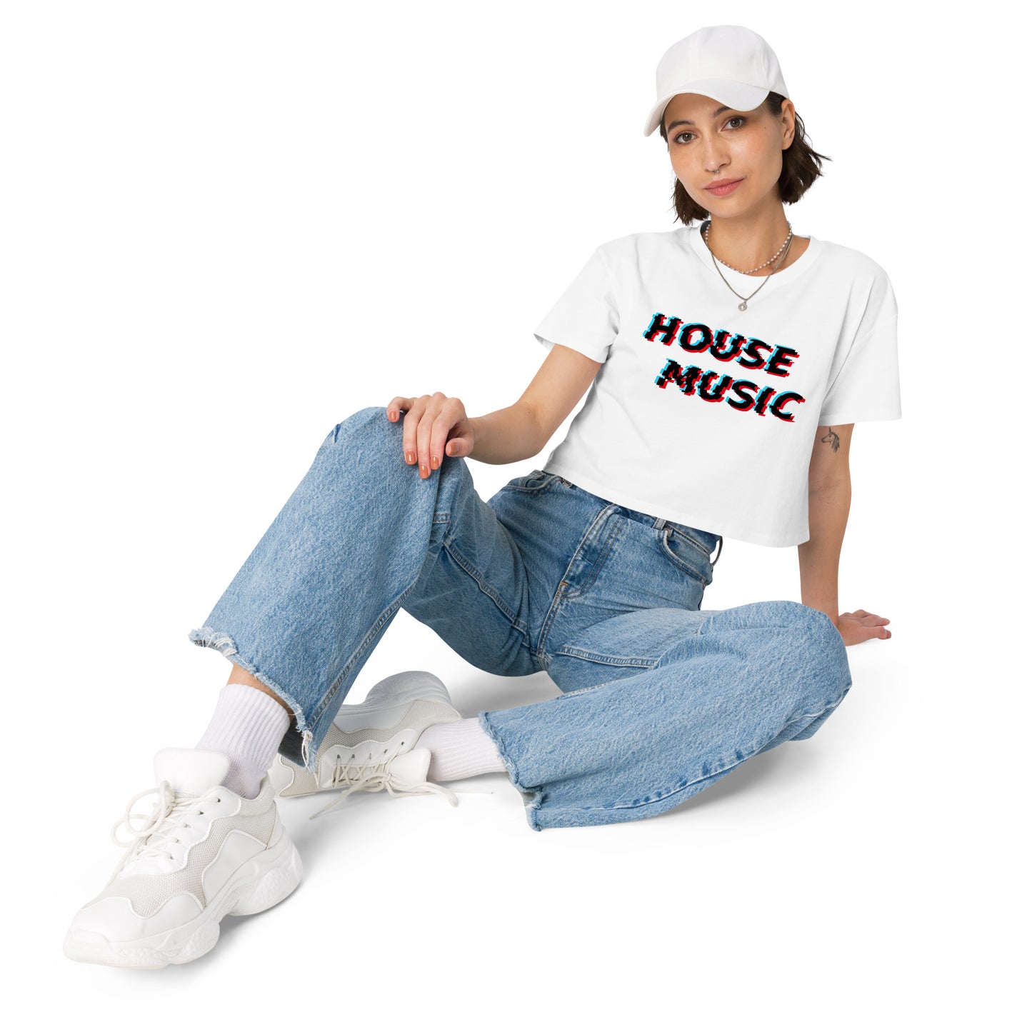 House Music Glitch Crop Top