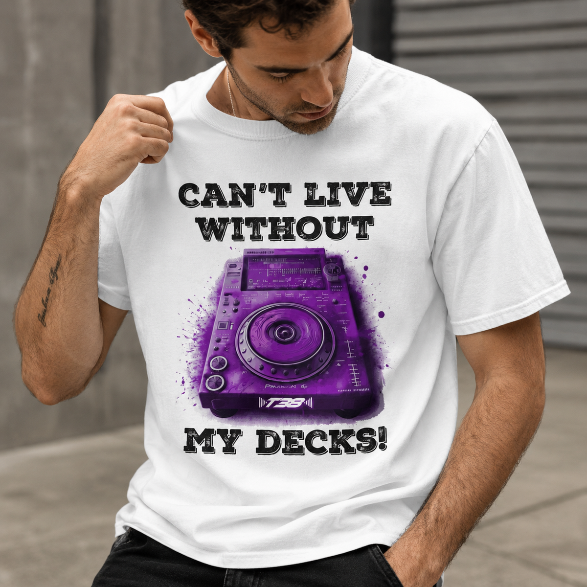 Can’t Live Without DJ Decks Heavyweight T-Shirt