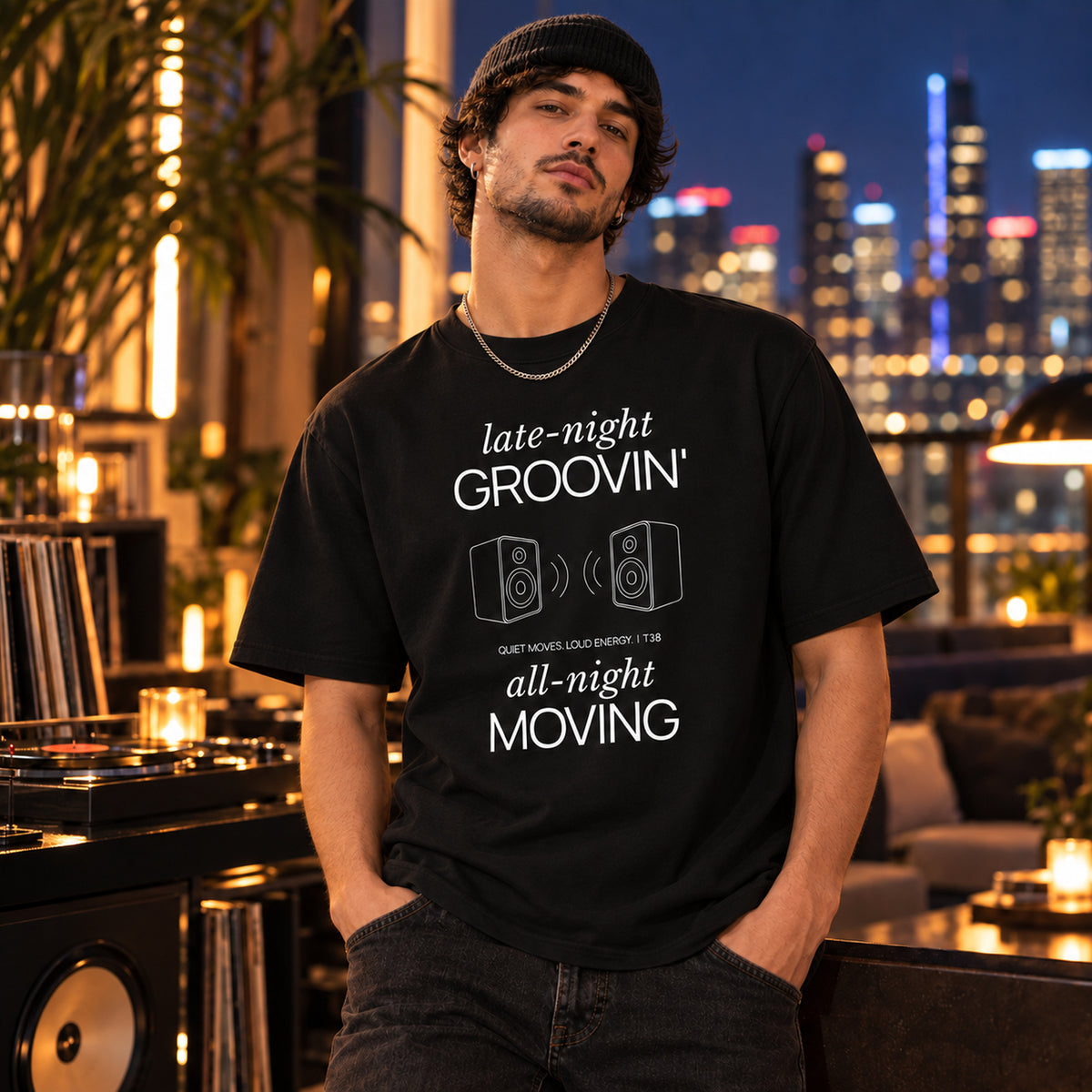 T38 LATE NIGHT GROOVIN' Heavyweight T-Shirt