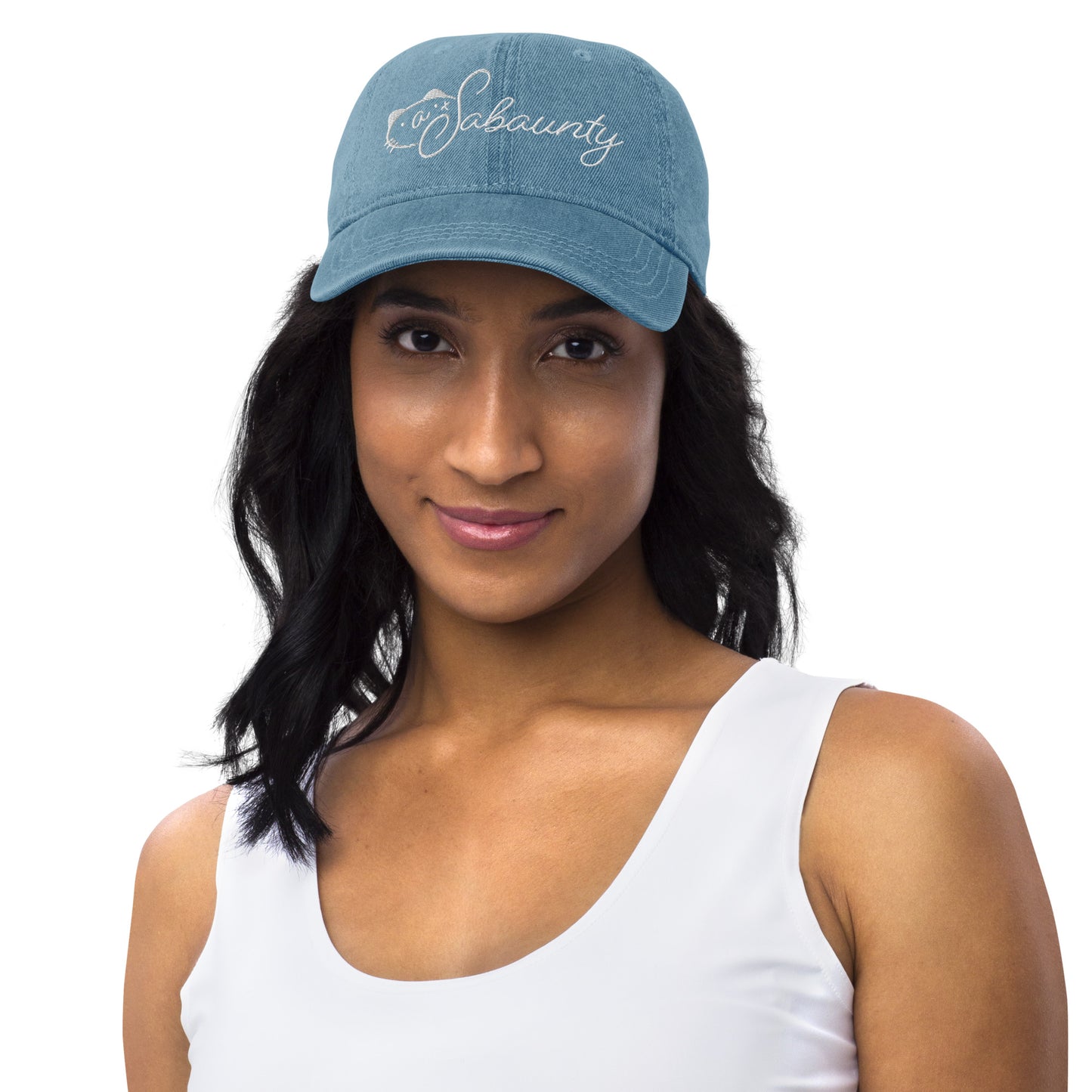 Cat Sabaunty White Logo Denim Hat