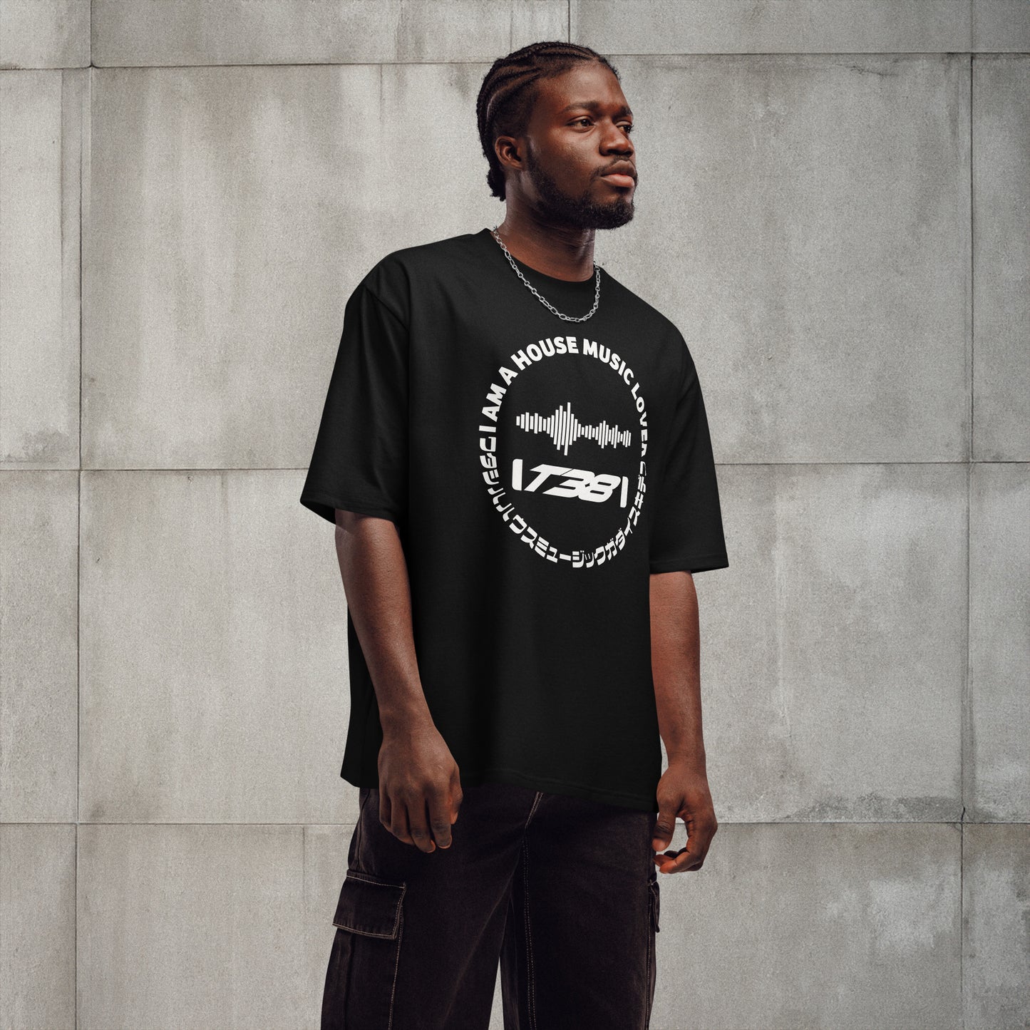 House Music Lover T38 Katakana Oversized heavyweight tee